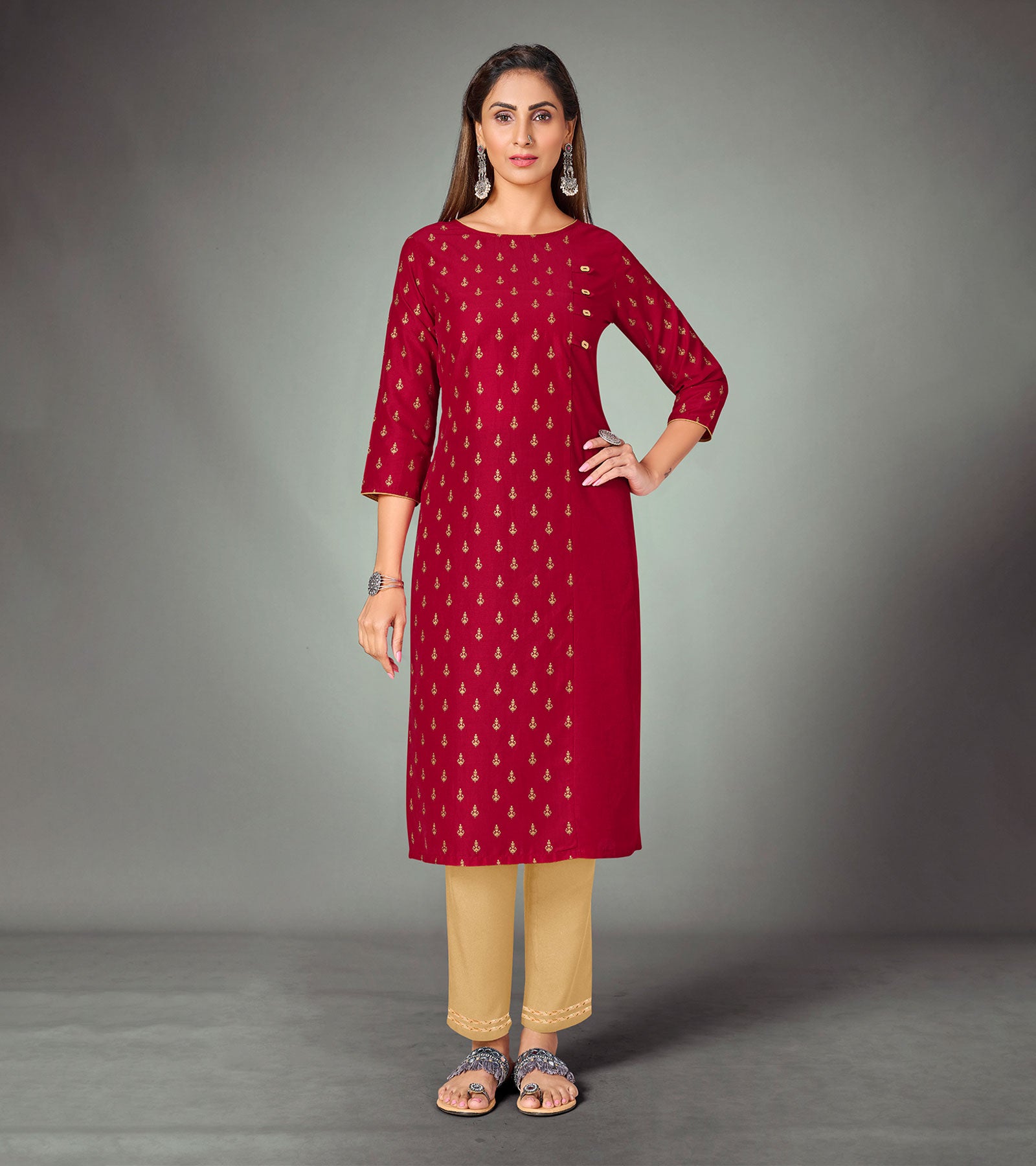 Lilac Charm Brocade Straight Kurti with Straight Pants And Organza Dupatta  - anokherang - 3994149